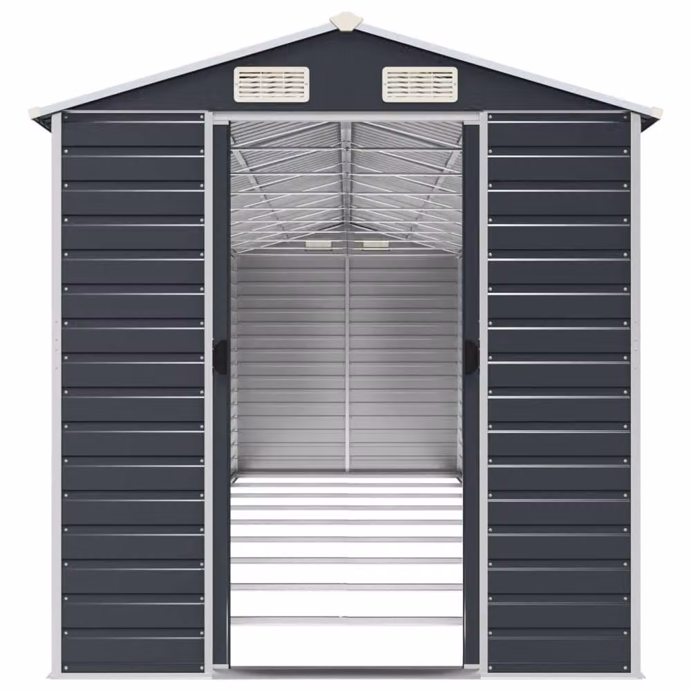 Berkfield Home Pent Garden Shed in Anthracite Galvanised Steel, W/D/H: 191 x 810 x 198 cm – 3