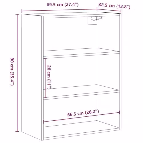 vidaXL Vintage Hanging Wall Cabinet in Brown, W/D/H: 69.5 x 32.5 x 90 cm – 3