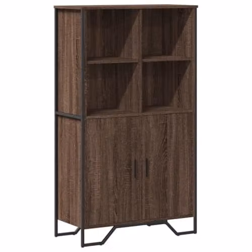 vidaXL Highboard Sideboard Cabinet in Brown Oak, W/D/H: 79.5 x 35.5 x 137.5 cm – 1