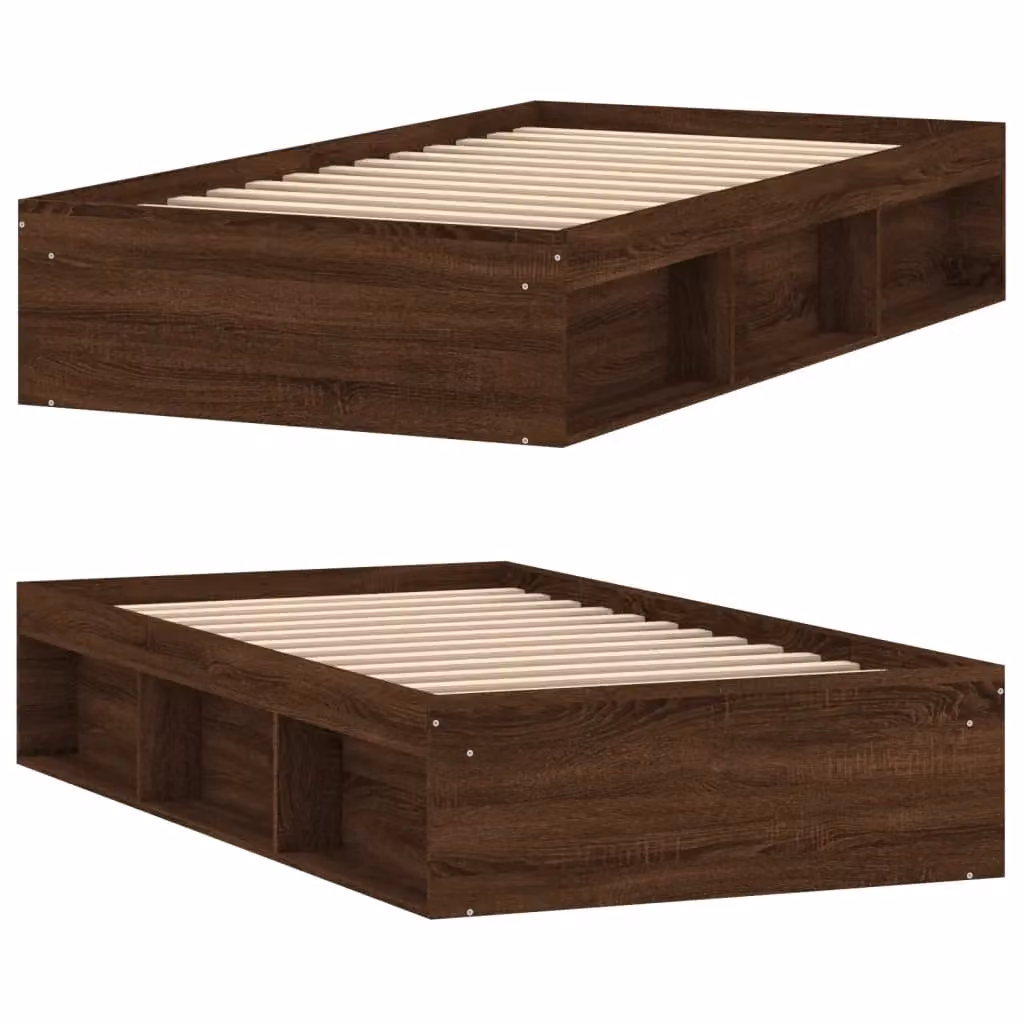 Berkfield Home Modern Bed Frame in Brown Oak, W: 90 cm, L: 200 cm – 3