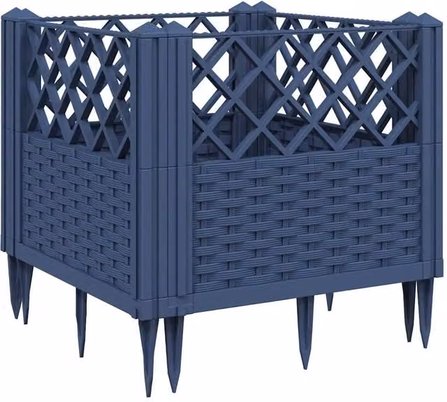 Berkfield Home Garden Planter with Pegs in Blue and Grey, W/D/H: 43.5 x 43.5 x 43.5 cm – 1