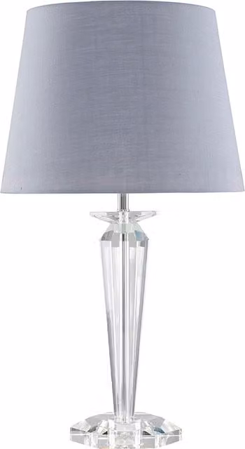Davenport Crystal Base Table Lamp with Grey Fabric Shade