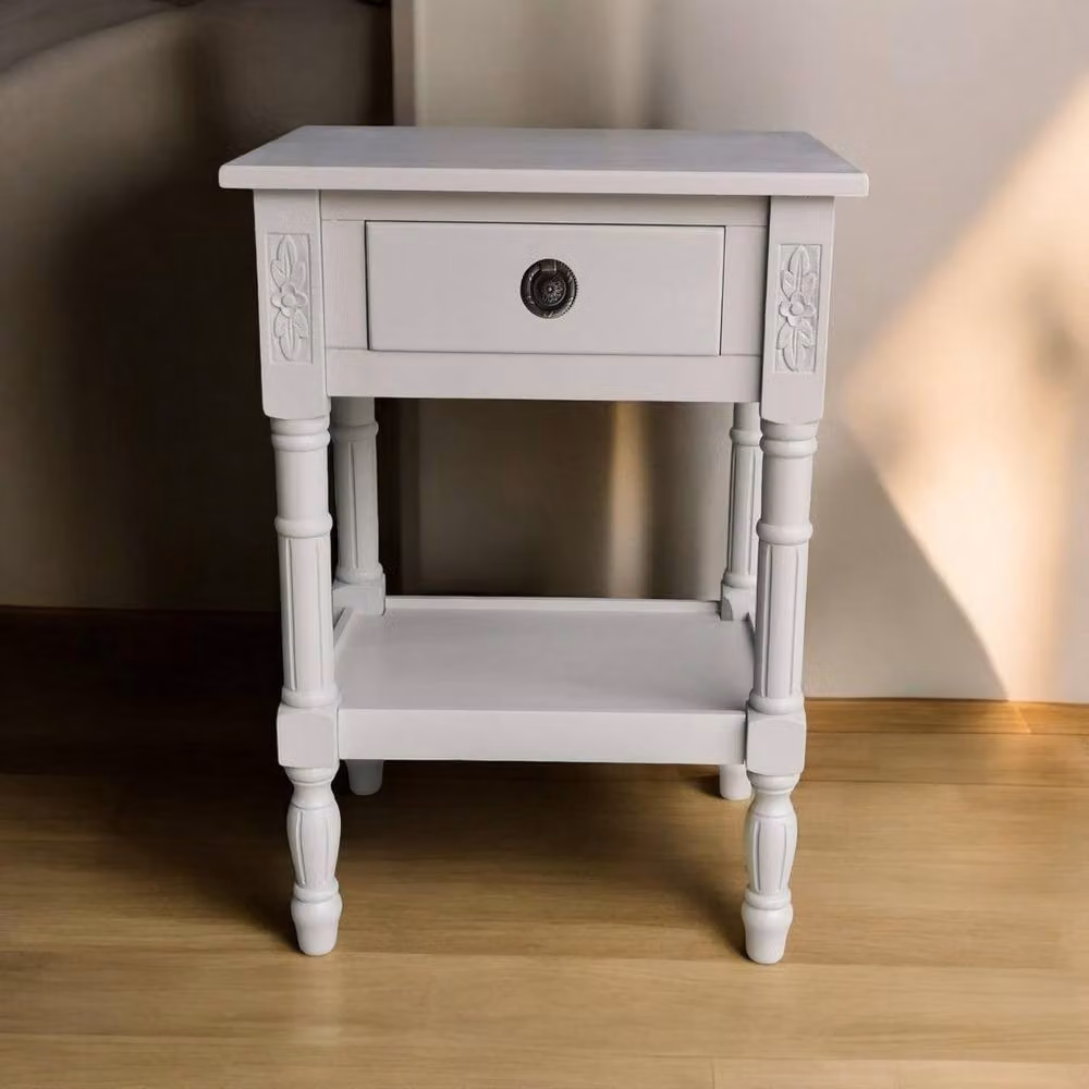 Minster Single Drawer Side Table in Grey, W: 45 cm, D: 35 cm, H: 65 cm – 3