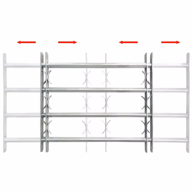 Berkfield Home Adjustable Silver Steel Security Window Grille with 4 Crossbars