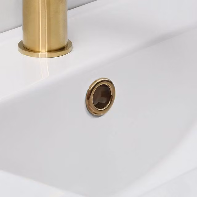 Nes Home Brushed Gold Replacement Basin Sink Hole Overflow Cover – 1