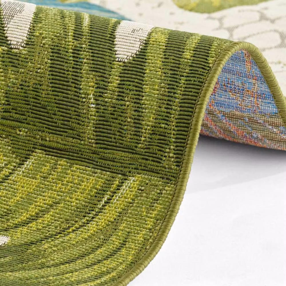 THE RUGS Flair Tropical Floral Flatweave Indoor Outdoor Rug, Green, W: 200 cm, L: 285 cm – 2