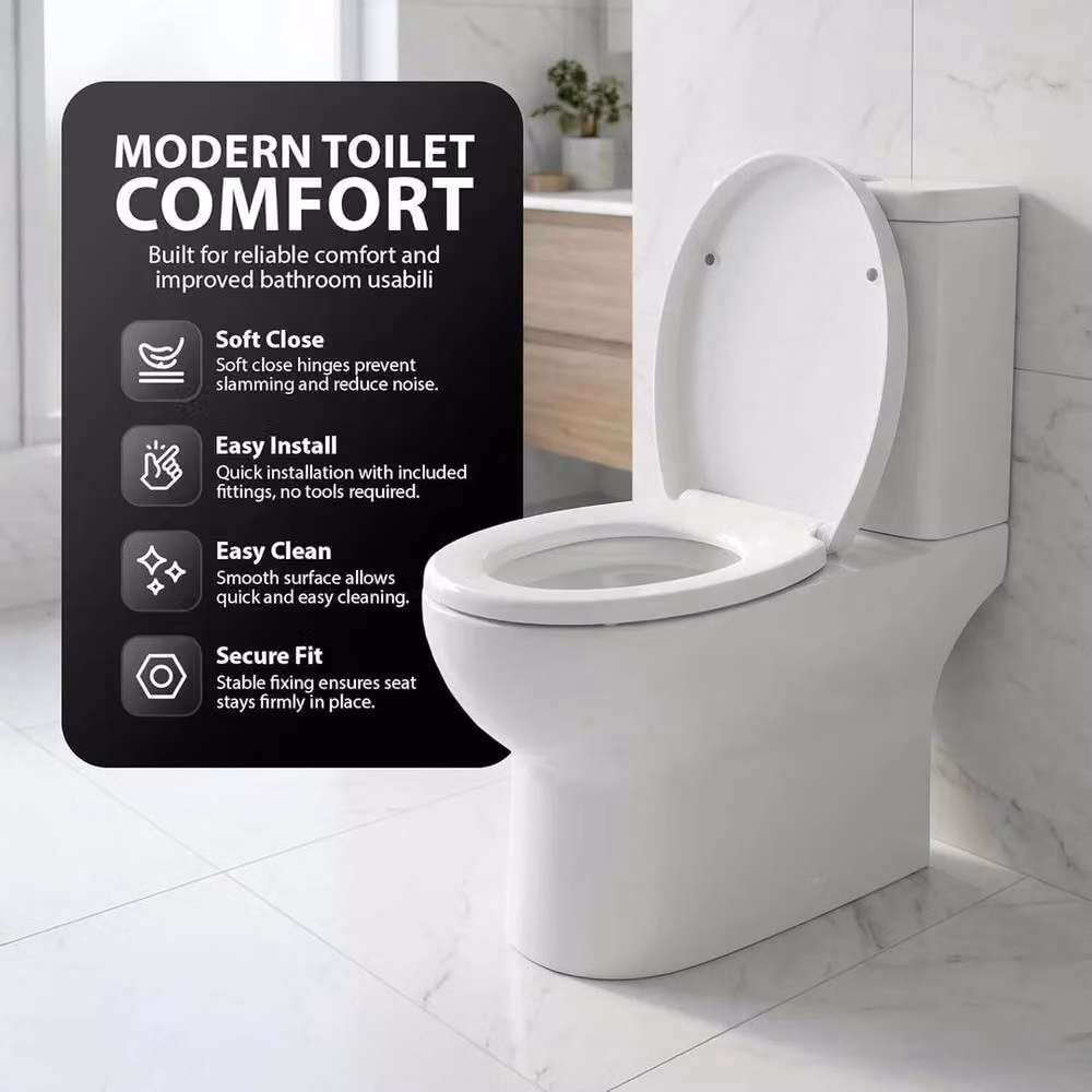 Flavora Oval Soft Closing Toilet Seat in White – 3