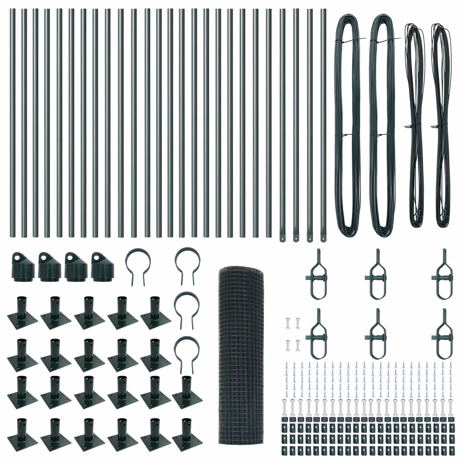 Berkfield Home Green Steel Welded Wire Fence with 13 Flanged Posts, 0.8 x 50 m – 3