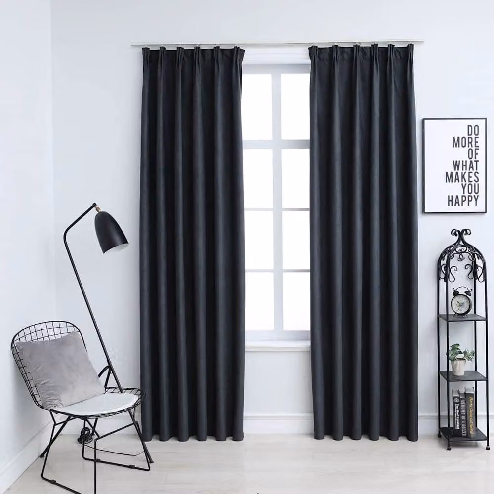 Berkfield Home Elegant Blackout Curtains with Hooks, 2 Pack, Anthracite Grey, W: 140 cm, H: 245 cm – 1