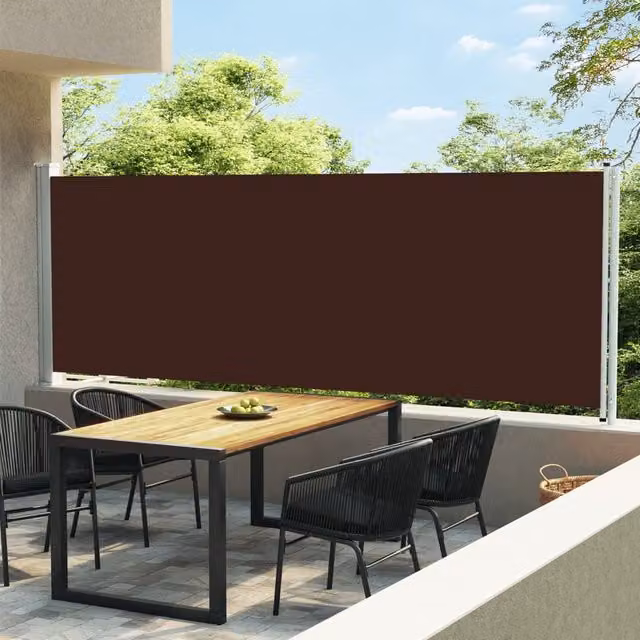 Berkfield Home Brown Retractable Side Awning with Steel Frame and Polyester Fabric, W/H: 600 x 160 cm