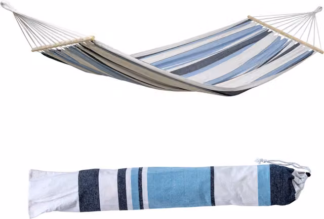 Amazonas Samba Marine Striped Blue Garden Hammock with Dual Horizontal Spreader Bar