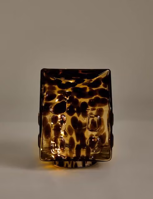 M&S Multicoloured Glass Light Up House Tabletop Decoration in Brown Mix