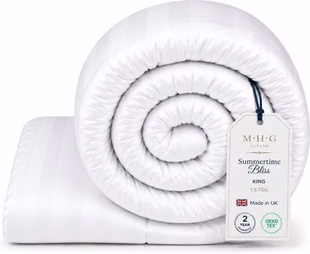 MHG Living 1.5 Tog Summer Lightweight Microfibre Hollow Fibre Duvet in White