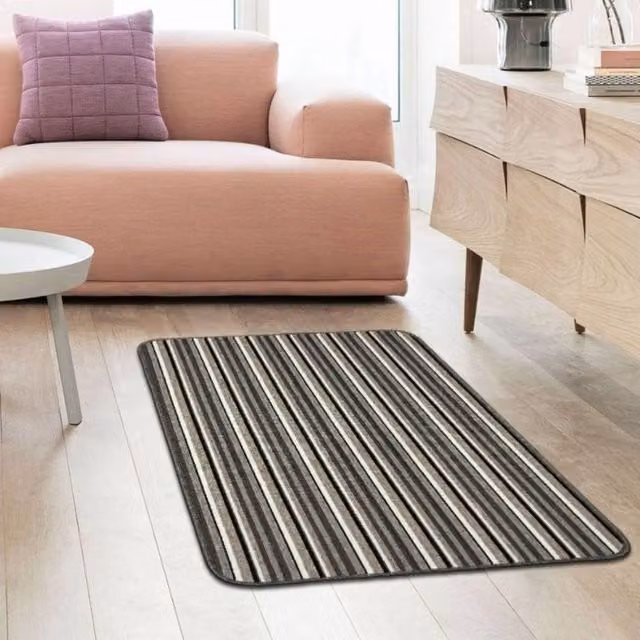The Rug Shop UK Silver Striped Rectangular Mat, W: 67 cm, L: 180 cm – 1