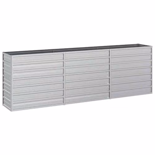 vidaXL Galvanised Steel Raised Bed in Silver, W/D/H: 240 x 40 x 77 cm