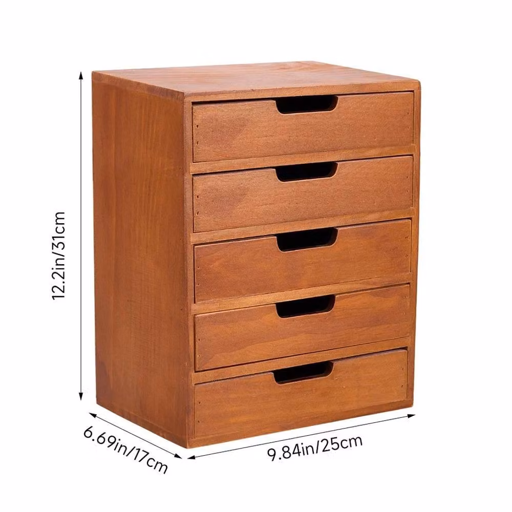 EONLION Tidy Organiser Desktop Chest of Drawers in Brown, Width: 100 cm – 2