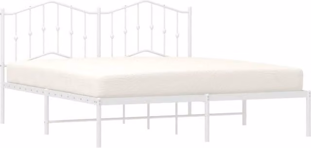 Berkfield Home Metal Bed Frame with Headboard in White, W/D/H: 160 x 200 x 166 cm – 1