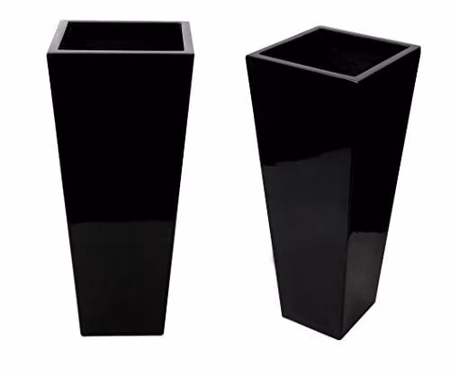 Primrose Black Gloss Tall Flared Square Fibreglass Planter H: 90 cm, W: 40 cm – 5