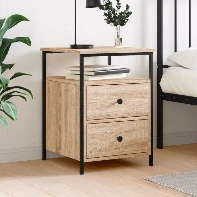 Berkfield Home Sonoma Oak Bedside Cabinet in Brown, W/D/H: 44 x 45 x 60 cm – 1