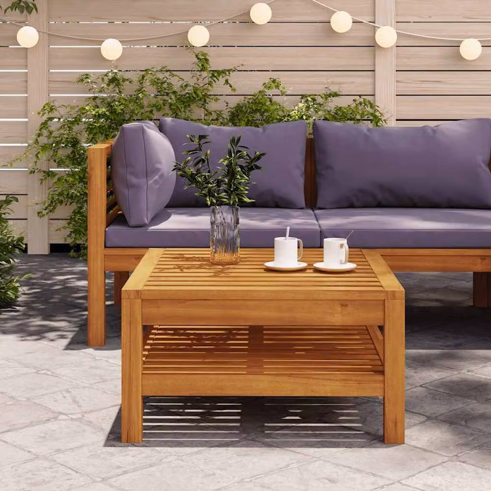 Berkfield Home Solid Acacia Wood Coffee Table in Brown, W/D/H: 65 x 65 x 35 cm – 2