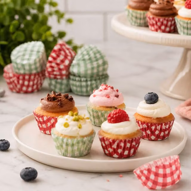 Orsina Gingham Mini Cupcake Cases, 100 Pieces, Multicolour – 2
