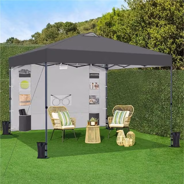 Yaheetech Outdoor Pop-up Camping Tent Canopy in Grey and Silver with Steel Frame, 171-266 cm