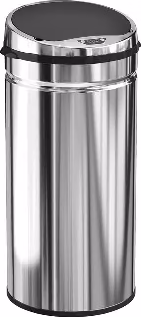 HOMCOM 42L Stainless Steel Sensor Bin in Silver Tone with Soft-Close Lid and Removable Inner Bucket – 1