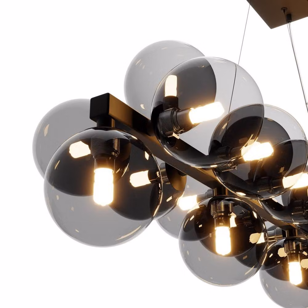 Maytoni Dallas Modern 25 Light Bar Pendant in Black with Transparent Glass Shades and G9 Base – 2
