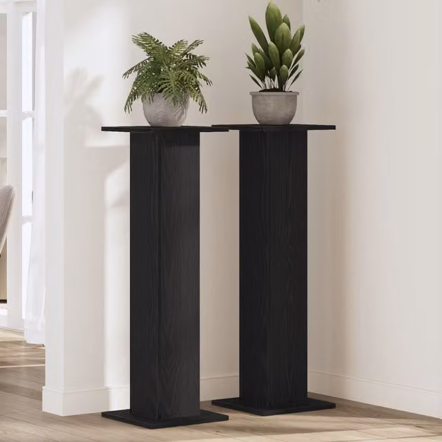 Berkfield Home Set of 2 Black Oak Plant Stands, W/D/H: 30 x 30 x 95 cm – 1