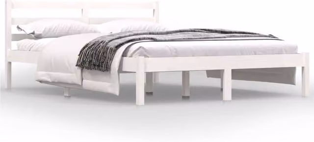 Berkfield Home Small Double Solid Wood Pine Bed Frame, White, W/D/H: 120 x 190 x 69.5 cm