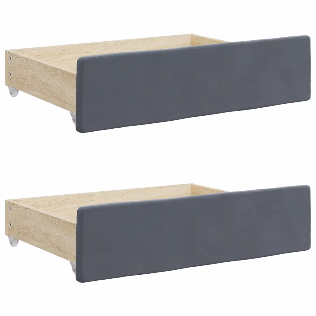 Berkfield Home Bed Storage Drawers, 2 Piece Set in Dark Grey Engineered Wood and Velvet – 2