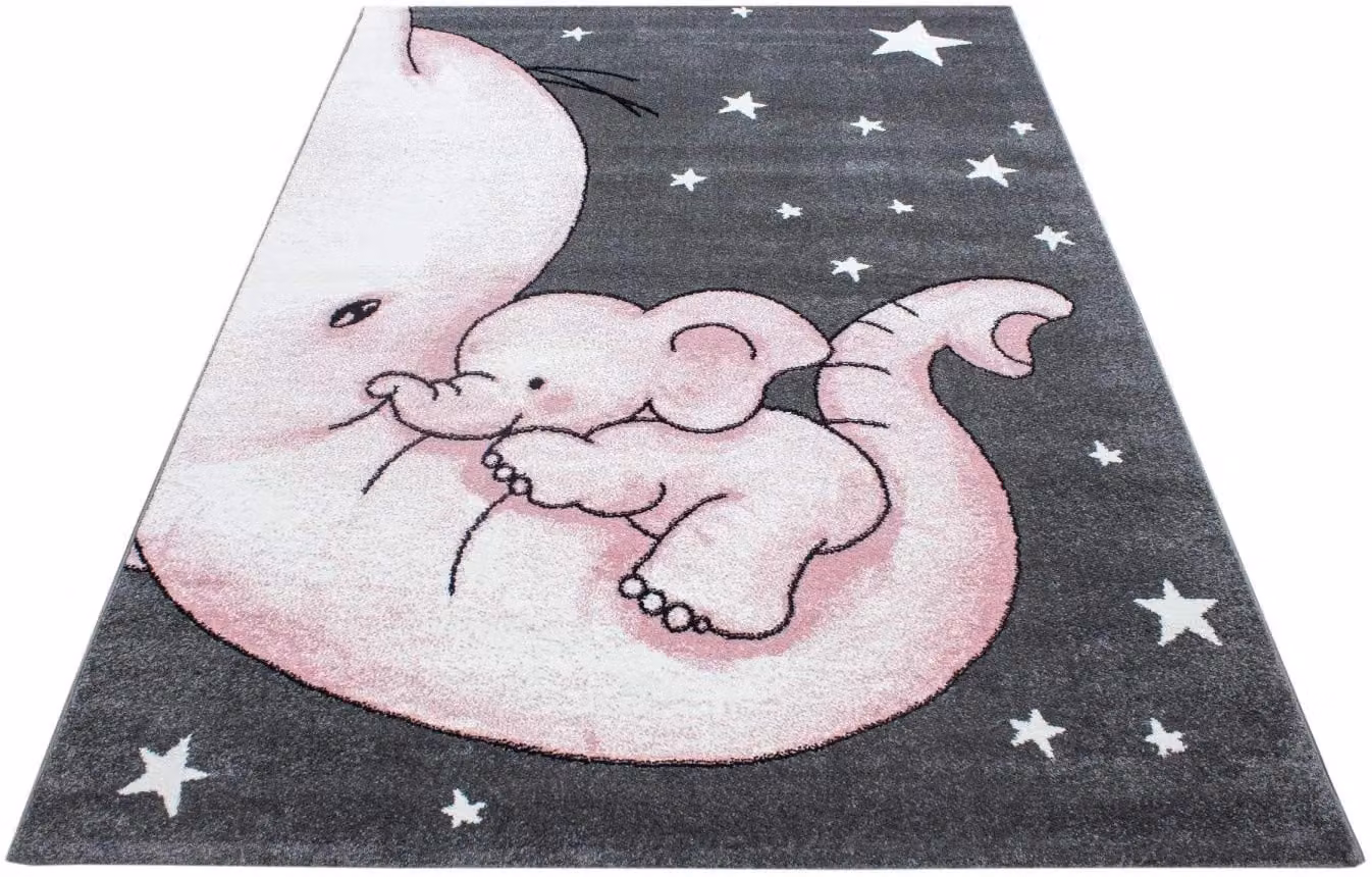 Bravich Pink Baby Elephant Kids Rug, W: 160 cm, D: 230 cm, OEKO-TEX Standard 100 Certified Allergy-Friendly Play Mat – 10