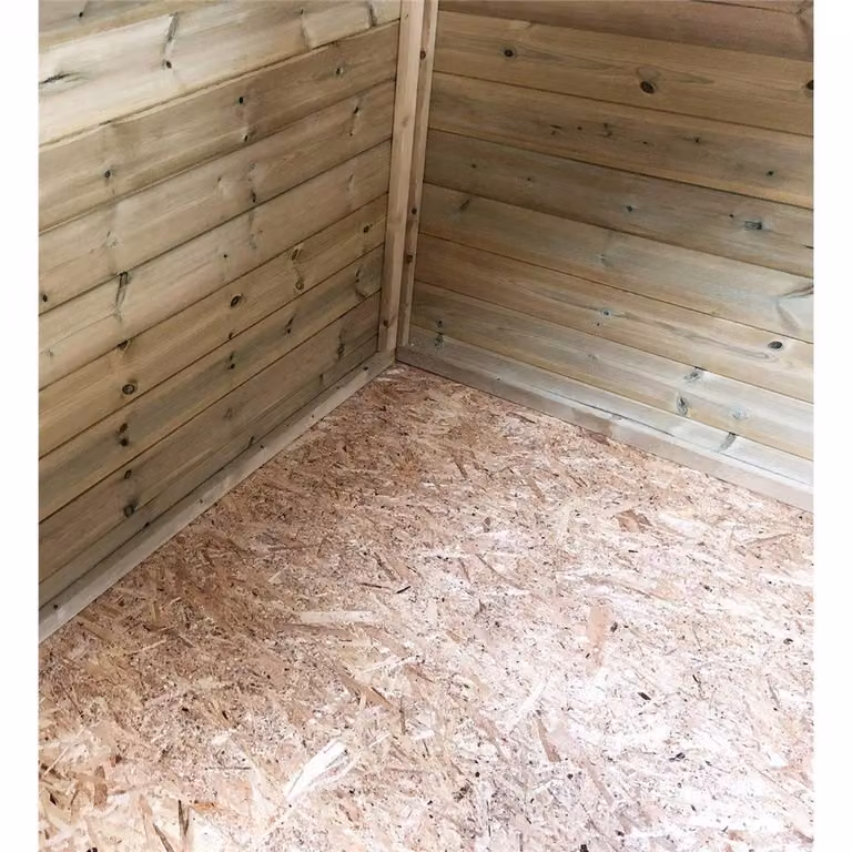 Marlborough Pressure Treated High Eaves Reverse Apex Shed with Single Door in Natural Wood