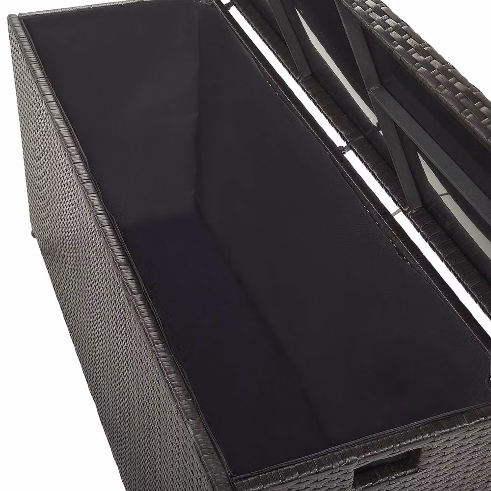 Wyld and Coco Brown Faux Rattan Garden Outdoor Storage Box W/D/H: 126 x 46 x 63 cm – 5