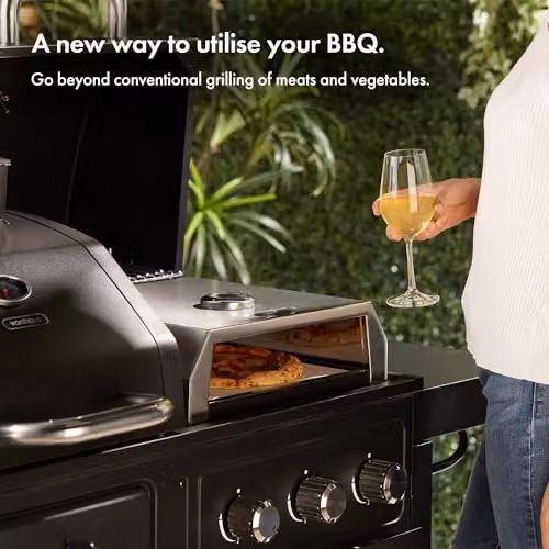 VonHaus Portable Outdoor BBQ Pizza Oven in Silver with Stainless Steel Finish, Thermometer and Pizza Stone, W/D/H: 41.5 x 35.5 x 40 cm – 2