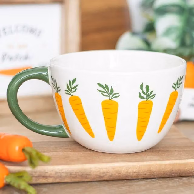 Uniqueful Carrot Patch Floral Ceramic Mug, Multicolour, 550 ml – 1