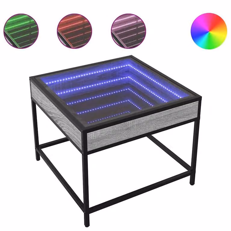 Berkfield Home Infinity LED Decorative Coffee Table, Grey Sonoma, W/D/H: 50 x 50 x 41 cm