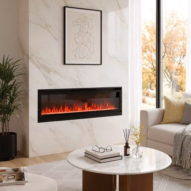 Lifeideas Electric Fireplace with 4 Brightness Levels, Black, W: 152.4 cm