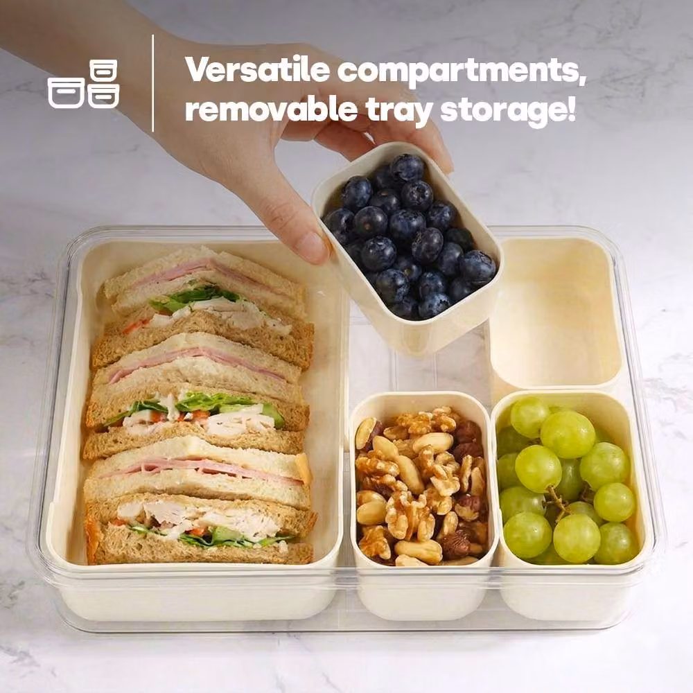 LIVIVO Airtight 5-Tray Snack Storage Box with Dividers in Beige – 2