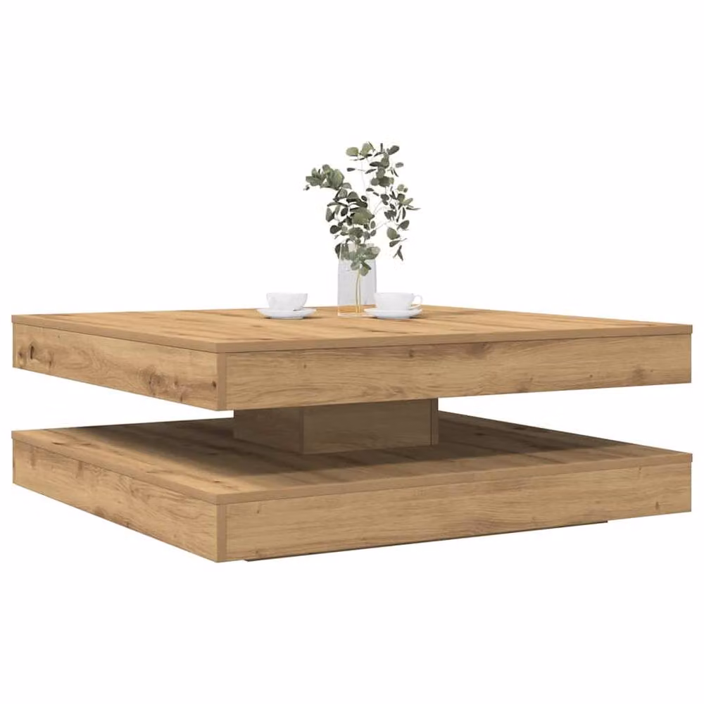 Berkfield Home Artisan Oak Coffee Table in Brown, 360-Degree Rotatable, W/D/H: 90 x 90 x 34.5 cm – 2