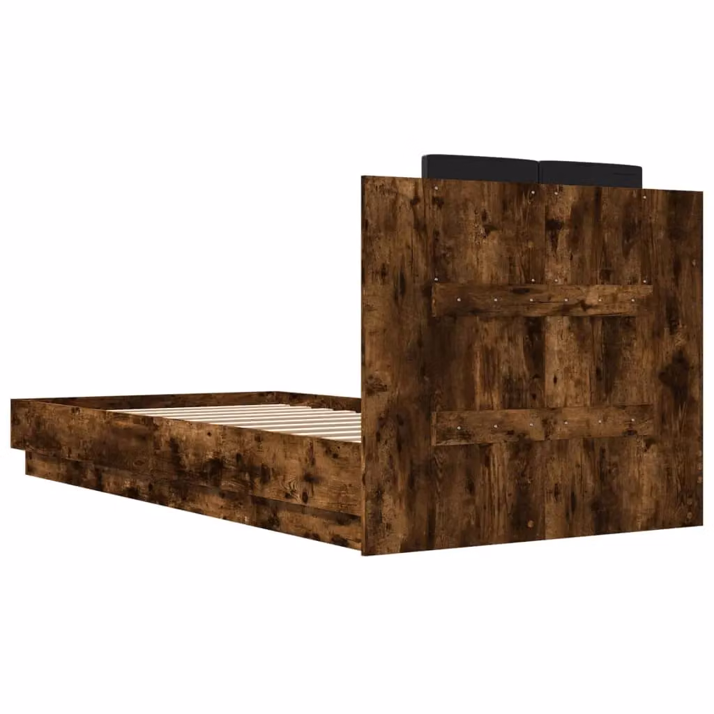 Berkfield Home Smoked Oak Bed Frame in Brown, W/D/H: 100 x 200 cm – 4