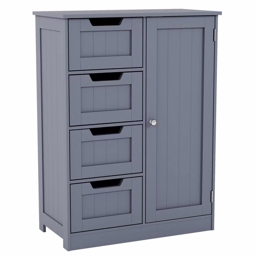 Home Discount Hayle Modern 4 Drawer 1 Door Bathroom Floor Cabinet in Matt Grey – 2