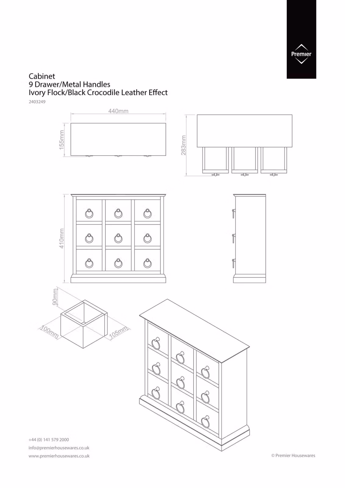 Interiors by Premier Modern Floral Black and White Metal Living Room Unit – 3