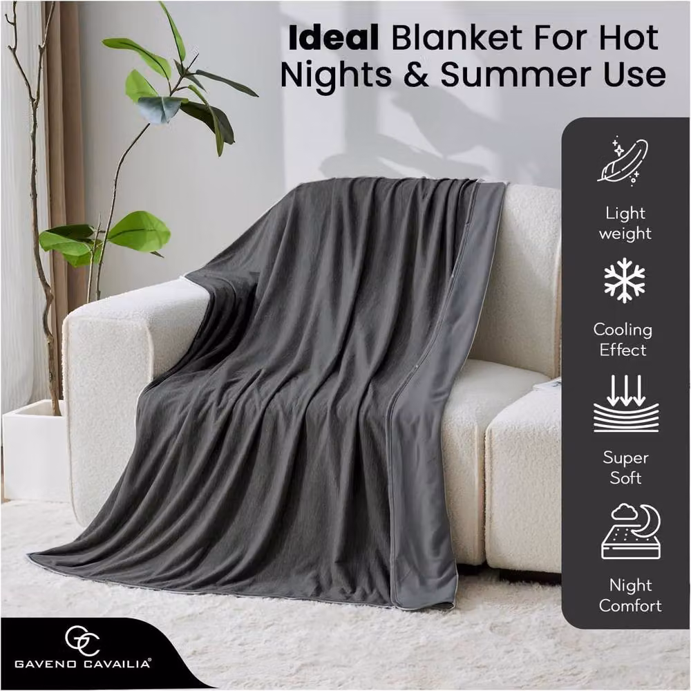 GAVENO CAVAILIA Single Bed Cooling Blanket in Charcoal, W/D/H: 130 x 170 cm – 4
