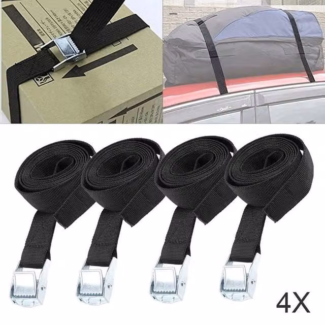 SPETLEK 4-Piece Black Ratchet Lashing Straps for Cargo and Luggage Tie Down – 1