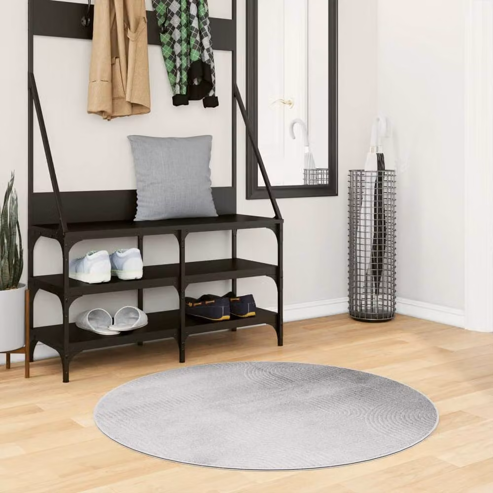 Berkfield Home IZA Round Short Pile Scandinavian Style Grey Rug, Diameter: 100 cm – 2