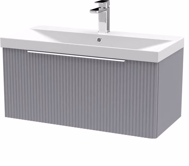 Balterley Tixall 1 Drawer Vanity Unit with Thin Edge Basin, Satin Grey, W: 80 cm