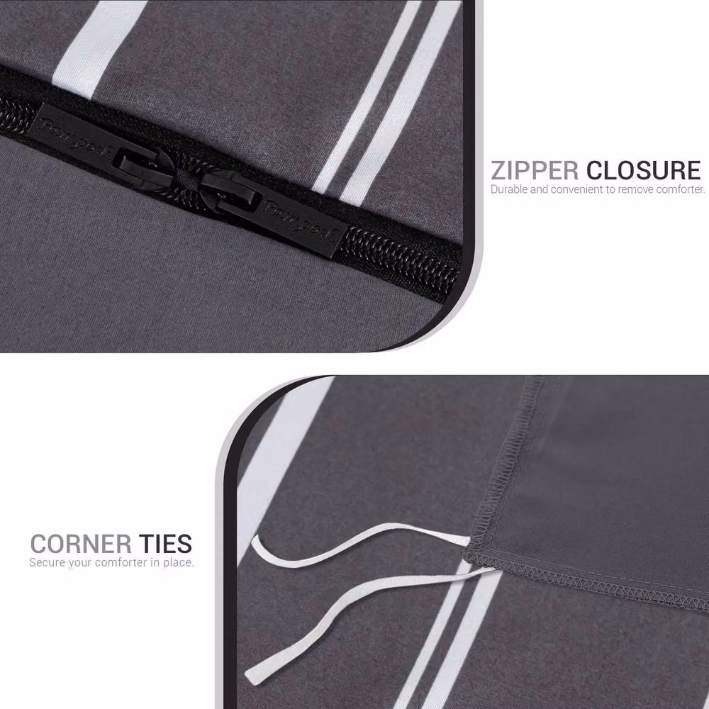 Pamposh Reversible Microfibre Duvet Cover and Pillowcase Set in Charcoal Grey, 200 x 200 cm – 6