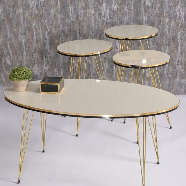 Woohoo Furniture Creme 4 Piece White Nested Round Tables Set