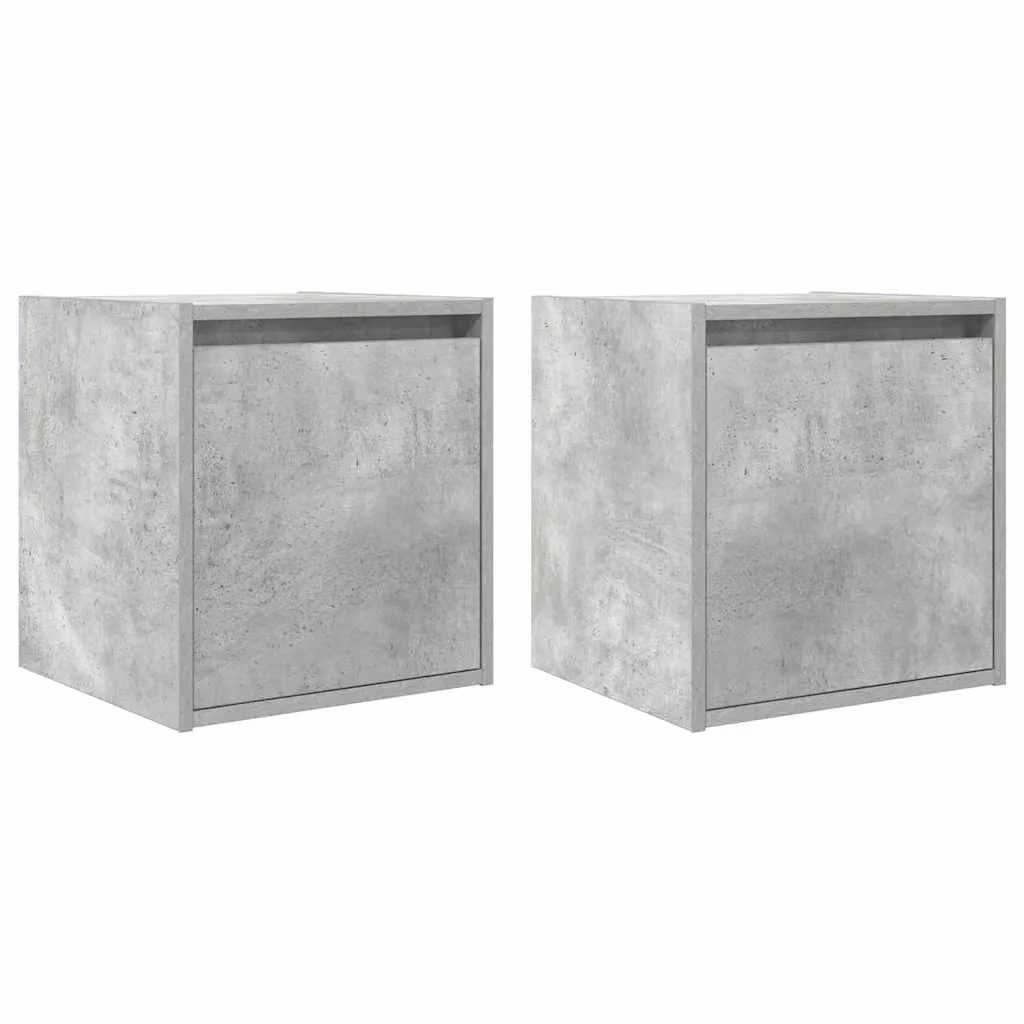 Berkfield Home Wall-Mounted Bedside Cabinets, 2 Piece Set, Concrete Grey, W: 38 cm, D: 34 cm, H: 40 cm – 2